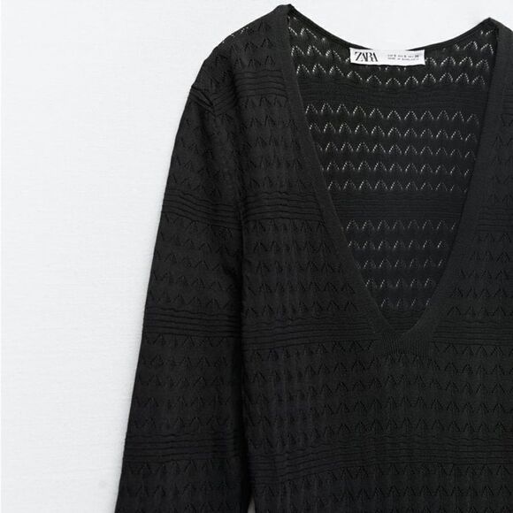 Zara Pointelle Knit Dress - Picture 5 of 10